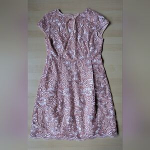 Unbranded Pink Embroidered Lace Cocktail Dress